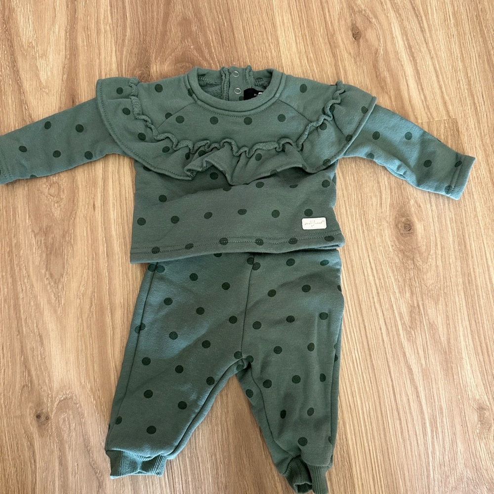 Green Polka Dot Baby Outfit - seven for all mankind